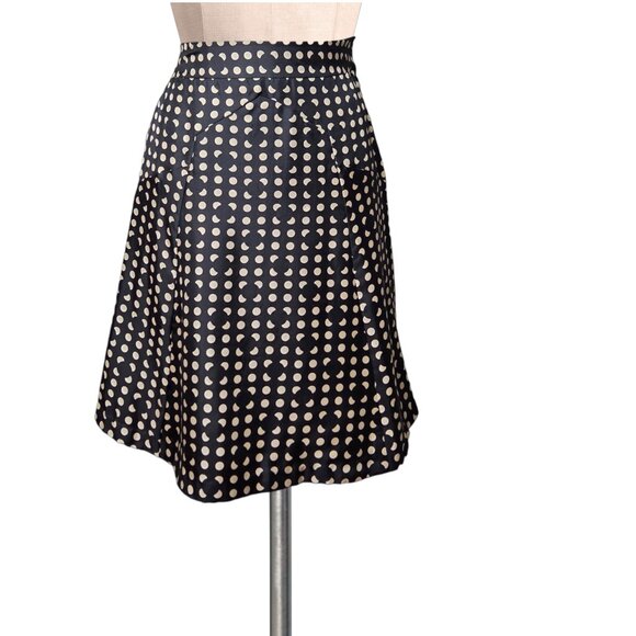 Vintage Y2K MARC JACOBS Black White 100% Silk Floral Dot Print Skirt 6 - Picture 1 of 2